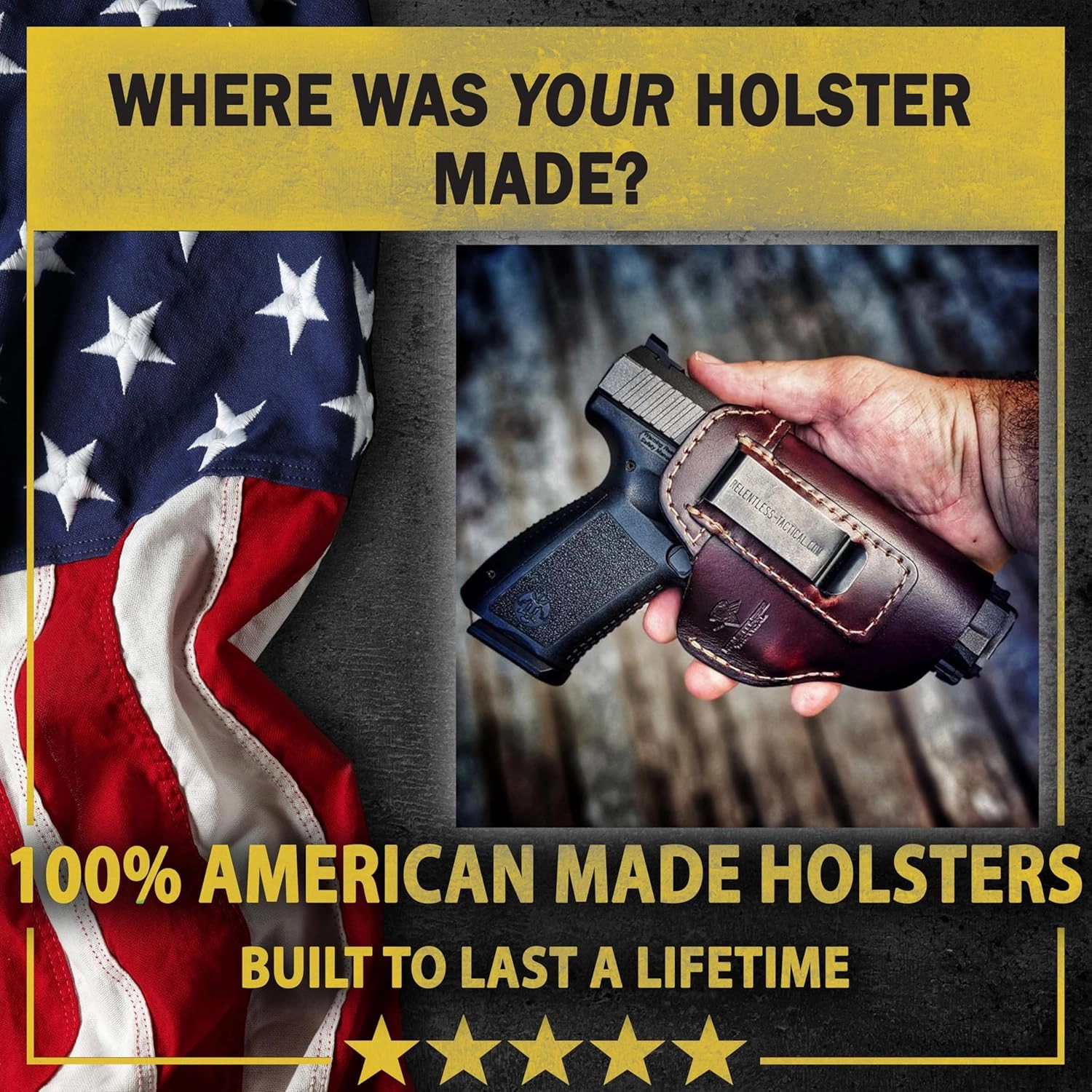 The Defender Leather IWB Holster - Made in USA - Fits Glock 42 | Sig P365 | Ruger LC9, LC9s | Kahr CM9, MK9, P9 | Springfield Hellcat and More