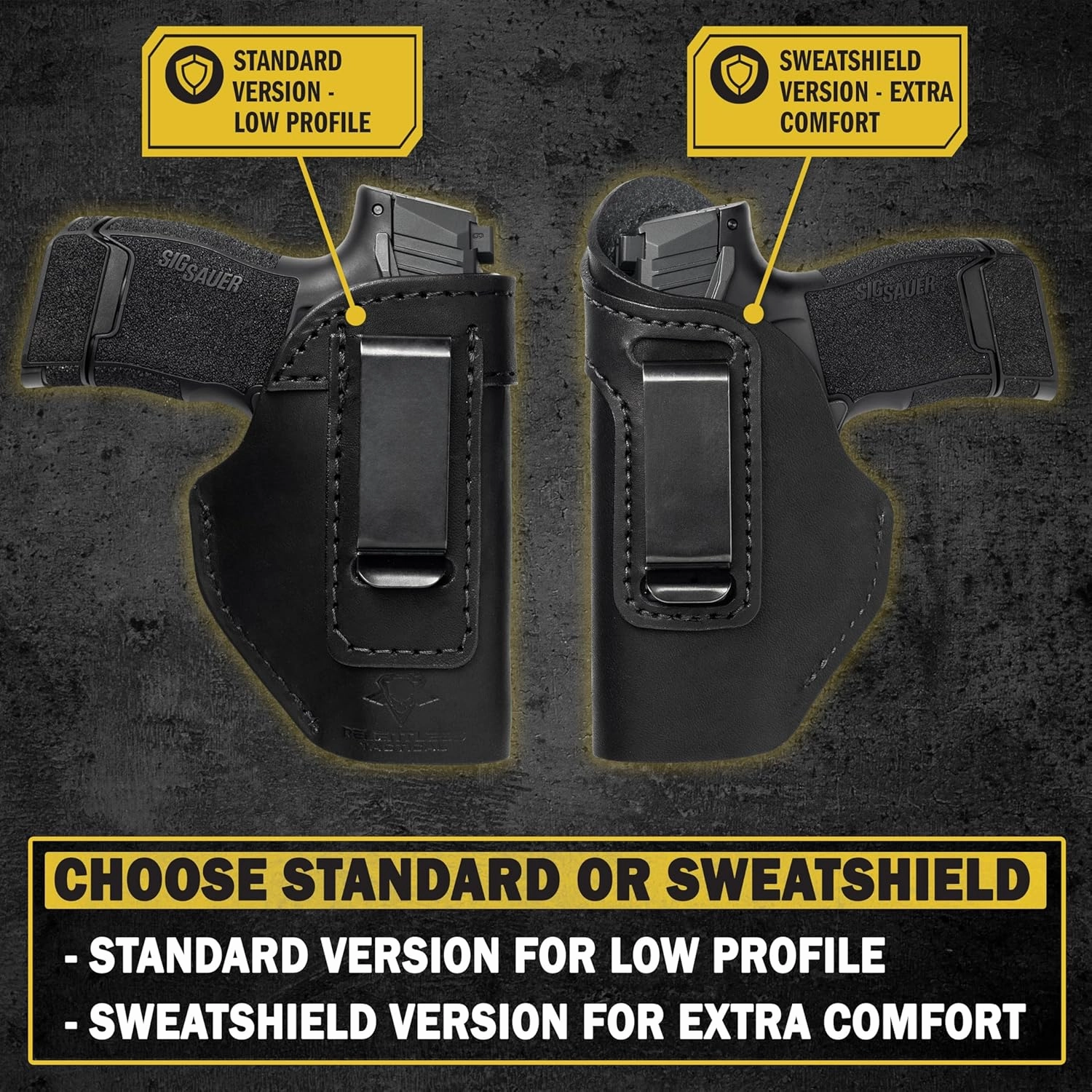 The Defender Leather IWB Holster - Made in USA - Fits Glock 42 | Sig P365 | Ruger LC9, LC9s | Kahr CM9, MK9, P9 | Springfield Hellcat and More