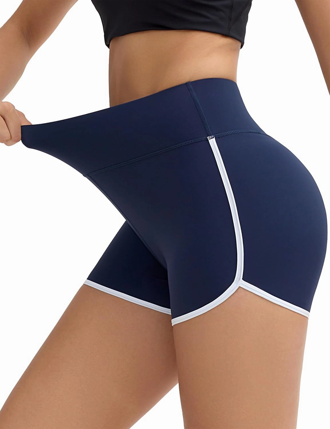 THE GYM PEOPLE Women's High Waist Workout Shorts Breathable Dolphin Split Elastic Lounge Yoga Shorts