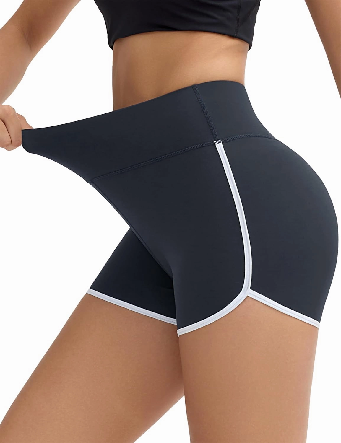 THE GYM PEOPLE Women's High Waist Workout Shorts Breathable Dolphin Split Elastic Lounge Yoga Shorts
