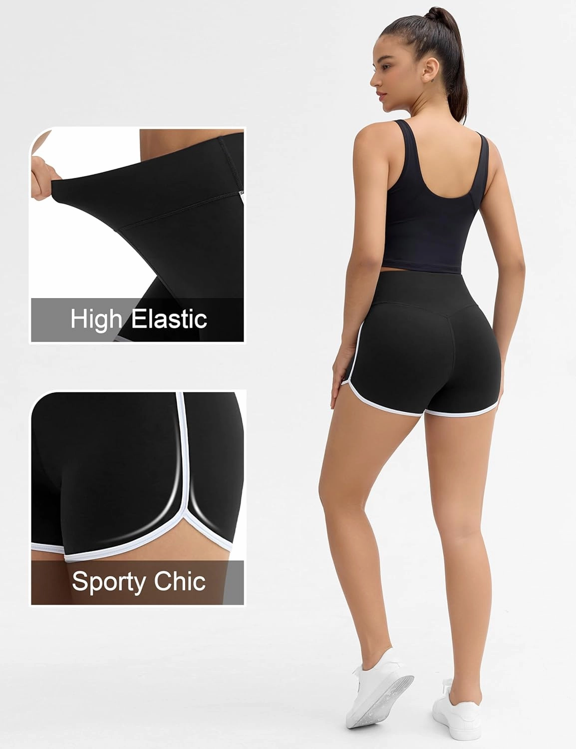 THE GYM PEOPLE Women's High Waist Workout Shorts Breathable Dolphin Split Elastic Lounge Yoga Shorts