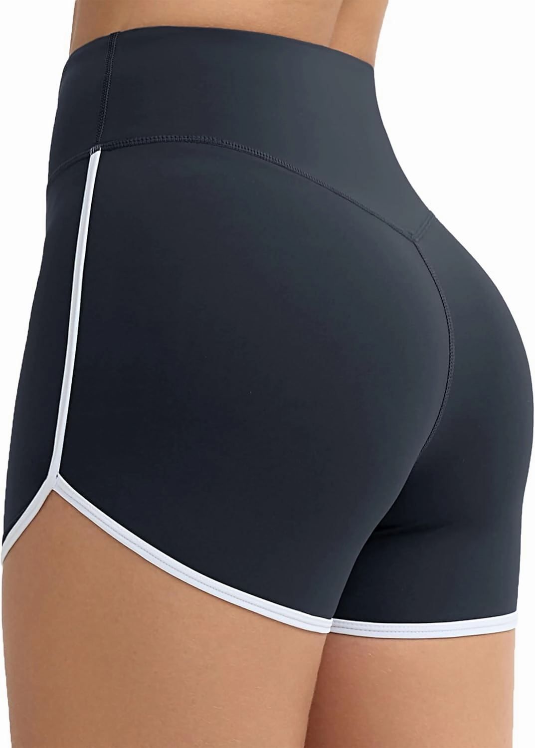 THE GYM PEOPLE Women's High Waist Workout Shorts Breathable Dolphin Split Elastic Lounge Yoga Shorts