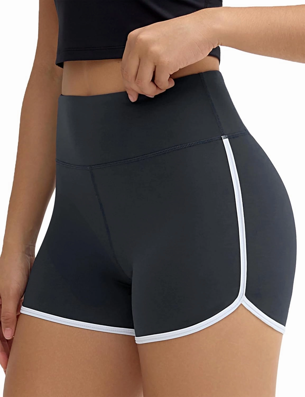 THE GYM PEOPLE Women's High Waist Workout Shorts Breathable Dolphin Split Elastic Lounge Yoga Shorts
