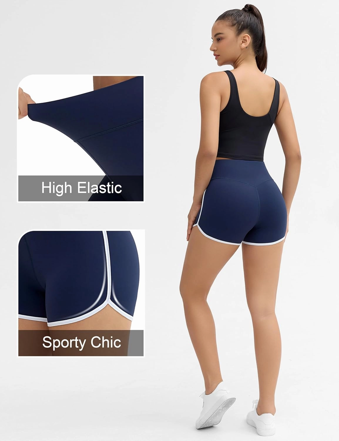 THE GYM PEOPLE Women's High Waist Workout Shorts Breathable Dolphin Split Elastic Lounge Yoga Shorts