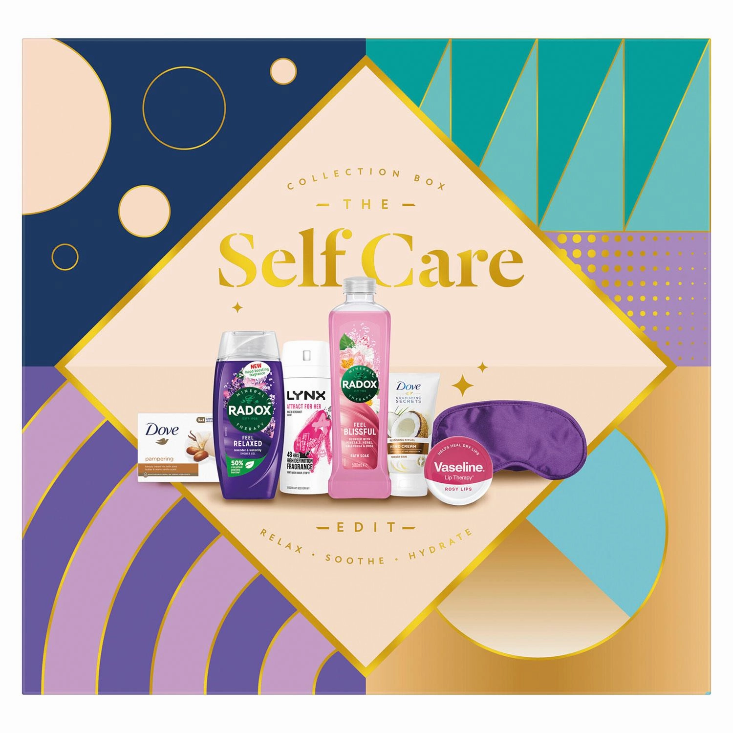 The Self Care Collection Box 6pcs Multi-Branded Gift Set for Her with Eye Mask