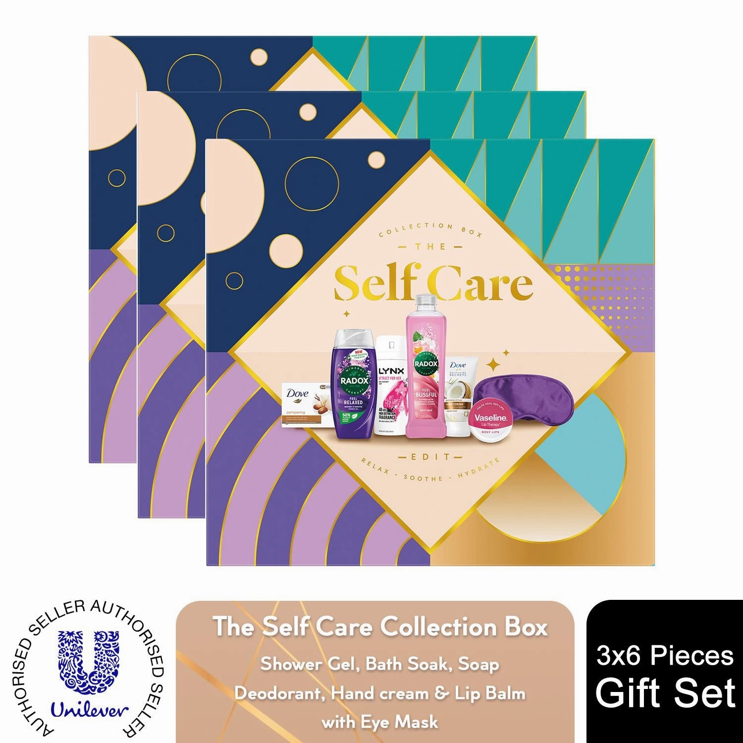 The Self Care Collection Box 6pcs Multi-Branded Gift Set for Her with Eye Mask