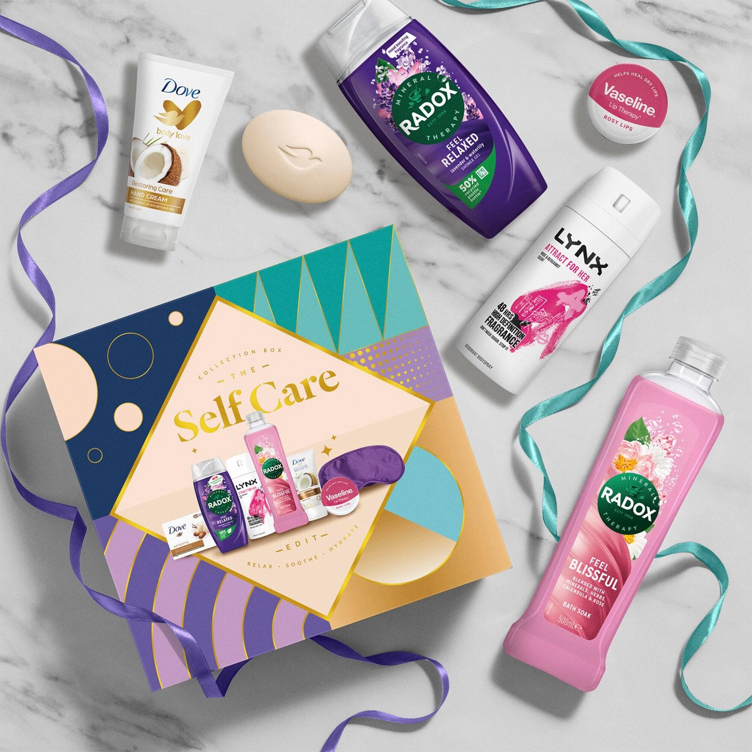 The Self Care Collection Box 6pcs Multi-Branded Gift Set for Her with Eye Mask