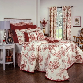 Thomasville At Home Bouvier Red Bedspreads, Twin 110" Long x 81" Wide, Single Cotton Bedspread (1), Bedroom