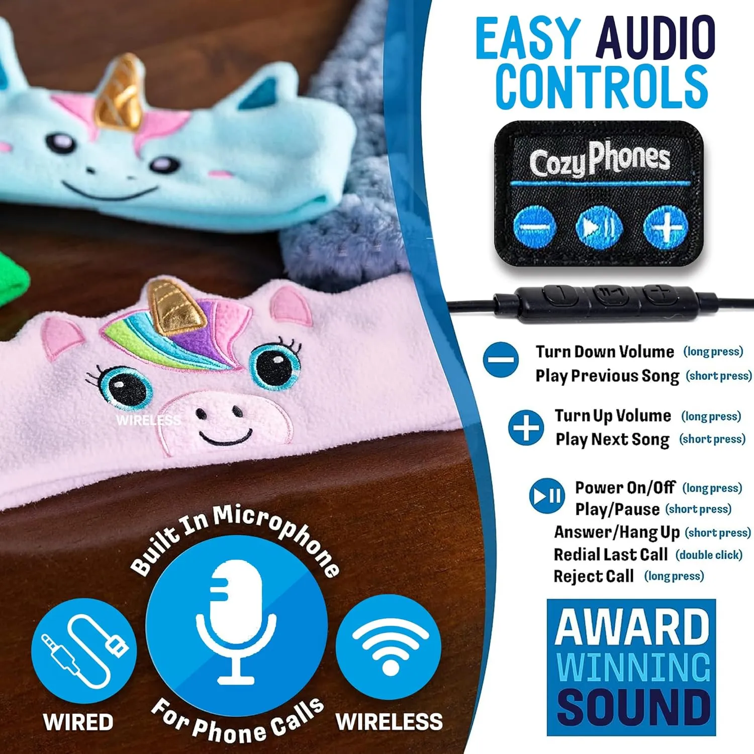 Toddler Headphones Wireless, Kids Bluetooth Earphones, Safe Volume - Wired School Headphones for Kids with 3.5 MM Jack and Travel Bag - Toddler Airplane Accessories for Boys & Girls - Panda