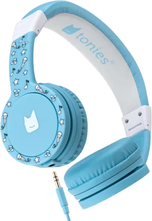 Tonies Foldable Wired Headphones for Kids - Comfortably Designed to fit On-Ear - Works with Toniebox and All 3.5mm Devices - Light Blue