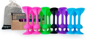 TOSSIT Game Suction Cup Darts, Toss Game Perfect Family and Party, Silicone Throwing Game for Backyard, Indoor and Outdoor Fun, Family Pack, Pink Light Blue Purple Green