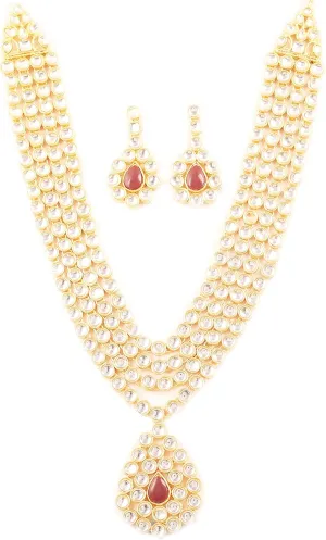 Touchstone "Contemporary Kundan Collection Indian Bollywood Long Designer Jewelry Necklace Set in Gold Or White Tone for Women.