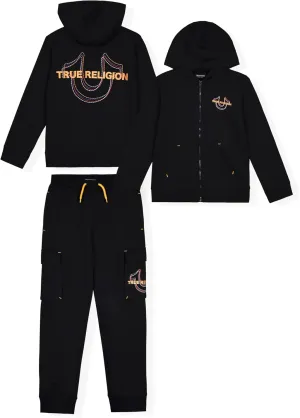 True Religion Boys Sweatshirts and Sweatpants for Kids 2 Piece Clothing Set Fleece Hoodie and Jogger Pants