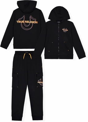True Religion Boys Sweatshirts and Sweatpants for Kids 2 Piece Clothing Set Fleece Hoodie and Jogger Pants