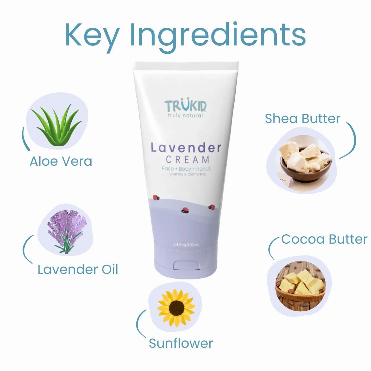 TruKid TruBaby Lavender Face  Body   Hands Cream, 100 ml Exp-07/26