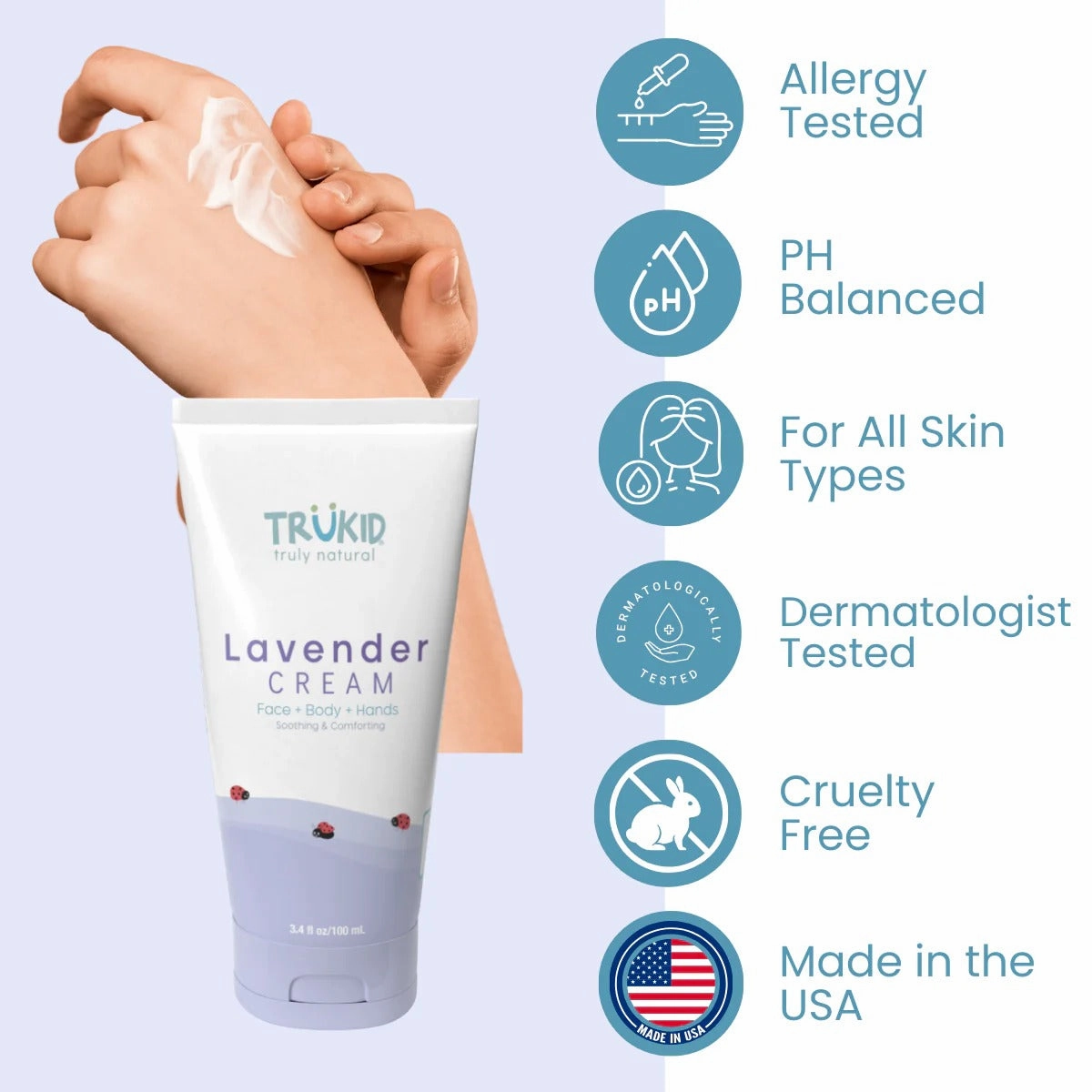 TruKid TruBaby Lavender Face  Body   Hands Cream, 100 ml Exp-07/26