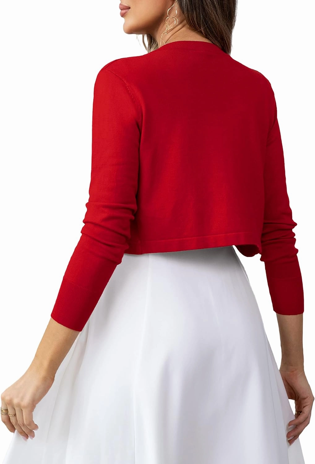 U.Vomade Women's Cropped Cardigan Bolero Shrug Open Front Sweater Long Sleeve S-1X