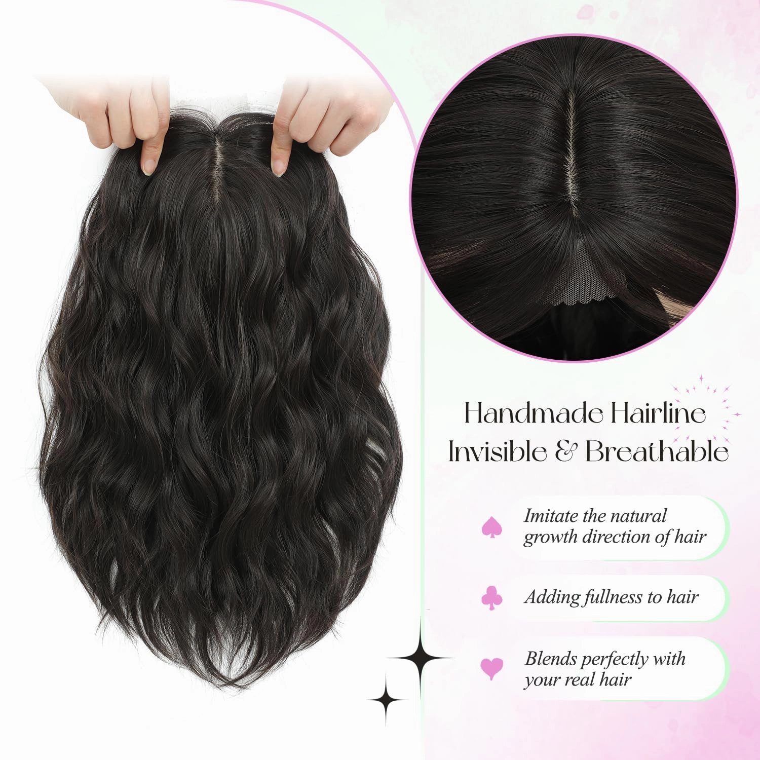UDU 11inch Hair Topper for Women, Lightweight & Breathable Wiglet for Thinning Hair, Natural Look Volume Booster Hairpiece for Coverage, Ideal for Summer Wear
