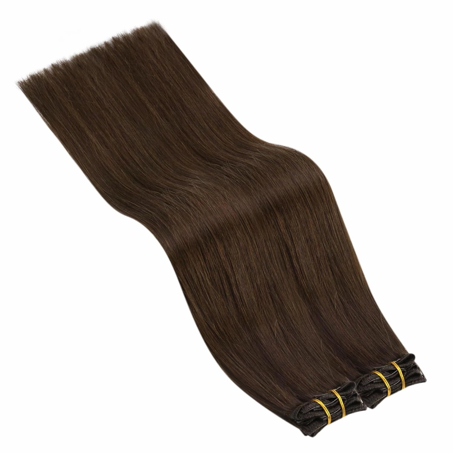 Ugeat Chocolate Brown Hair Extensions Clip ins Short 12 Inch Dark Brown Clip in Extensions Real Human Hair Double Weft Clip-in Hair Extensions Silky Straight Full Head 5pcs 85g
