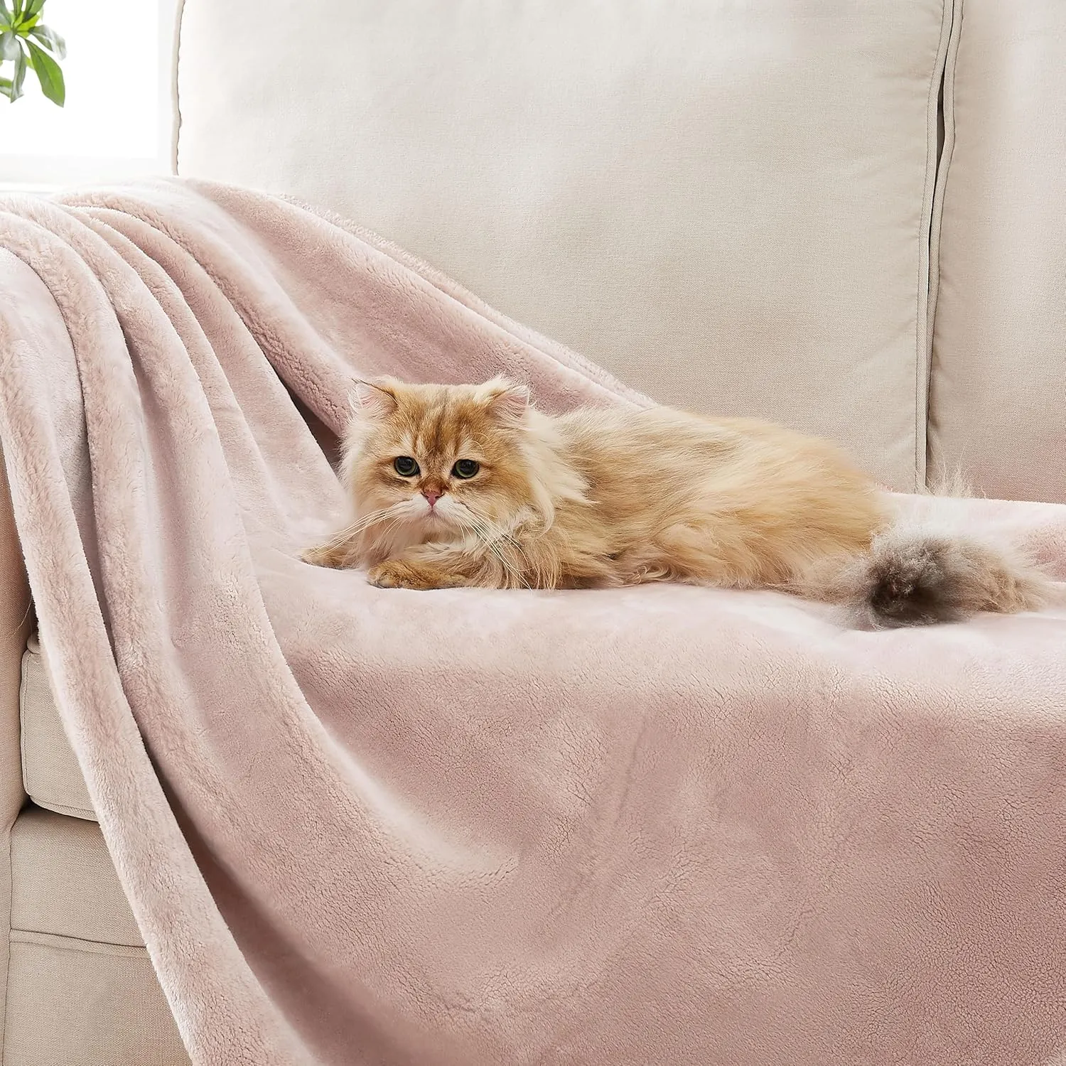 UGG Whitecap Plush Throw Blanket Fleece Lightweight Soft Cozy Throw for Couch Luxury Home Decor for Living Room Machine Washable Hypoallergenic Flannel Blankets, 50-inch x 70-inch, Light Pink Quartz