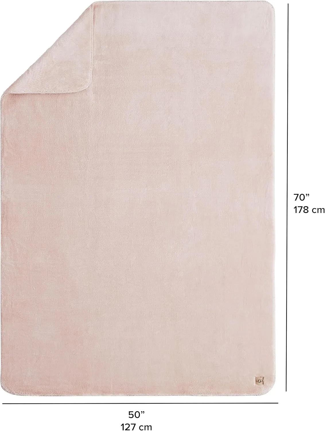 UGG Whitecap Plush Throw Blanket Fleece Lightweight Soft Cozy Throw for Couch Luxury Home Decor for Living Room Machine Washable Hypoallergenic Flannel Blankets, 50-inch x 70-inch, Light Pink Quartz