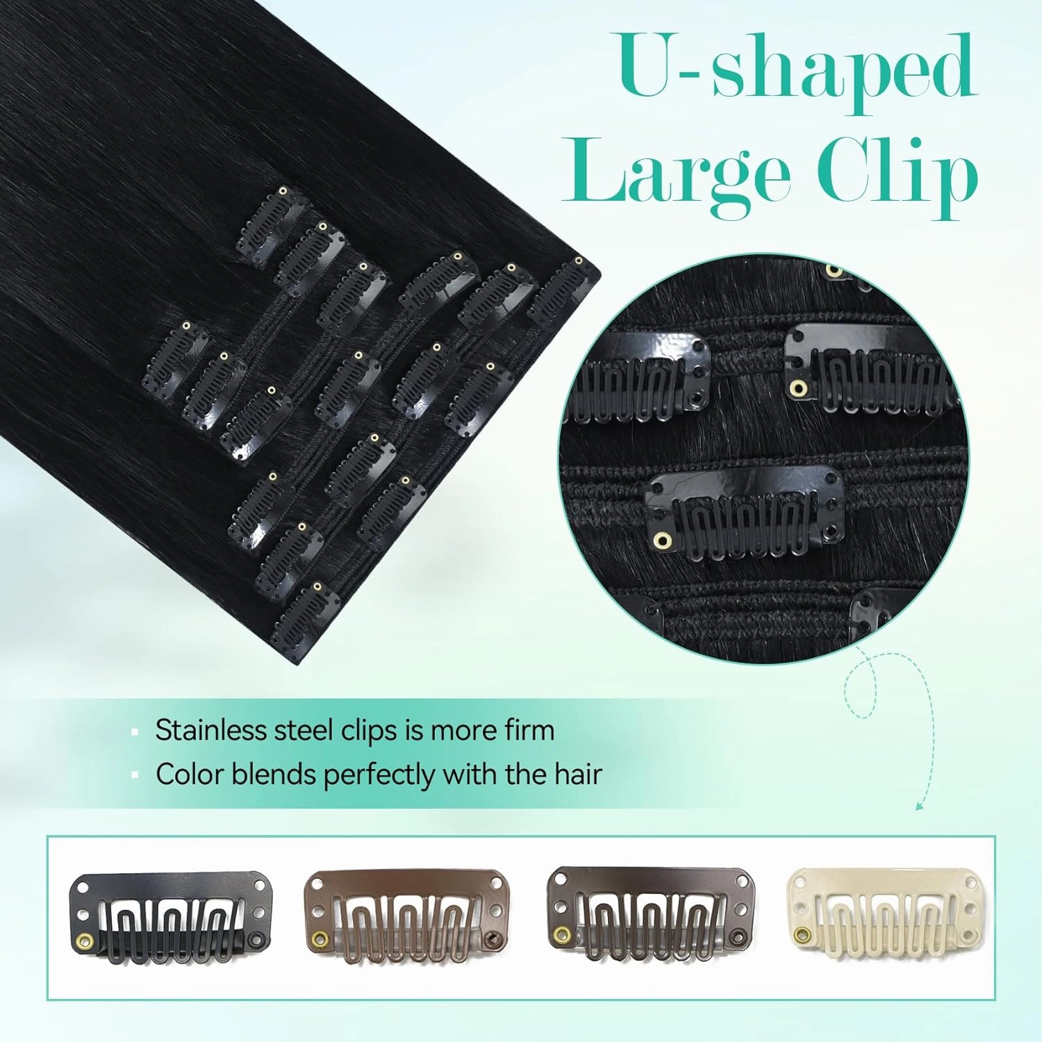 Ukira Black Clip in Hair Extensions Real Human Hair, 16 Inch 120g 7pcs #1 Jet Black Hair Extensions Real Human Hair, Soft Straight Remy Human Hair Clip in Extensions for Women