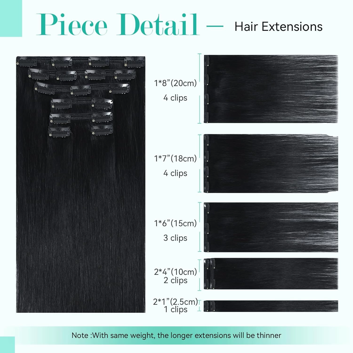 Ukira Black Clip in Hair Extensions Real Human Hair, 16 Inch 120g 7pcs #1 Jet Black Hair Extensions Real Human Hair, Soft Straight Remy Human Hair Clip in Extensions for Women