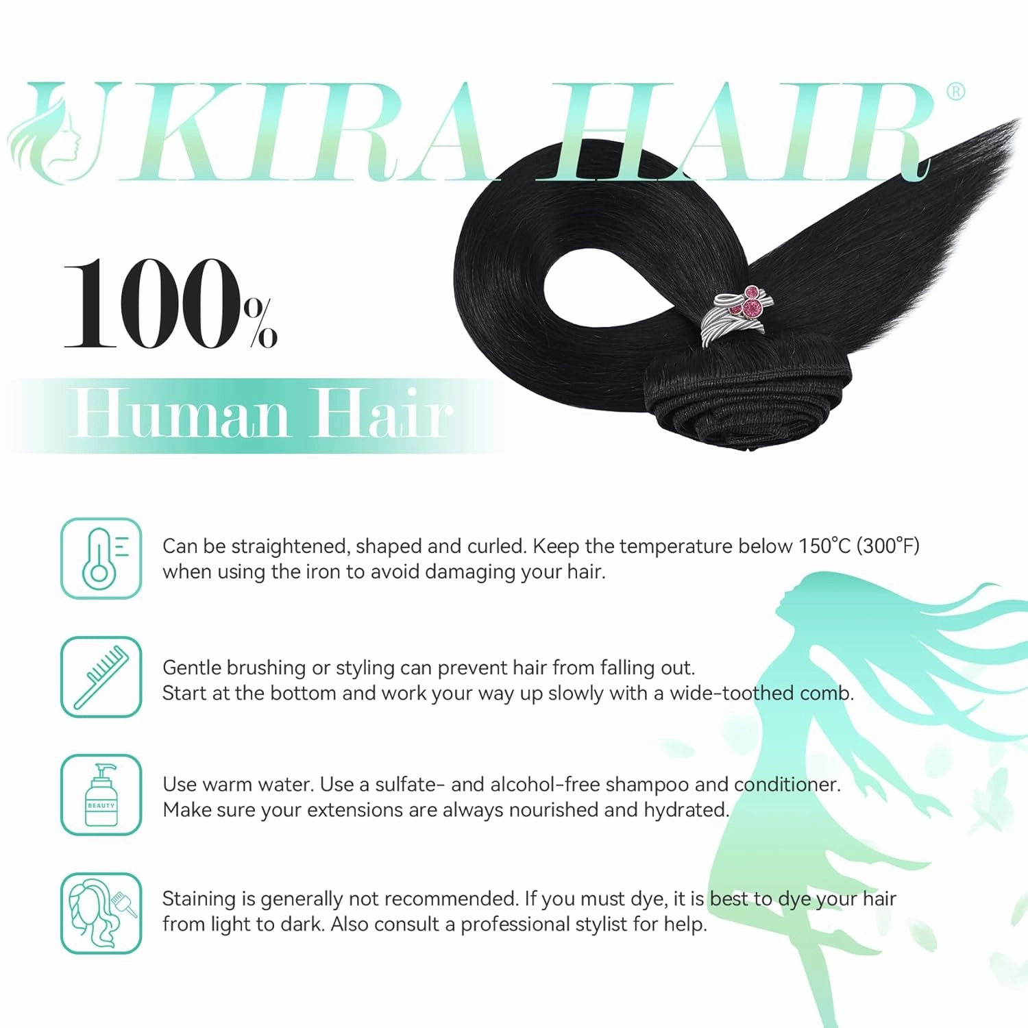 Ukira Black Clip in Hair Extensions Real Human Hair, 16 Inch 120g 7pcs #1 Jet Black Hair Extensions Real Human Hair, Soft Straight Remy Human Hair Clip in Extensions for Women