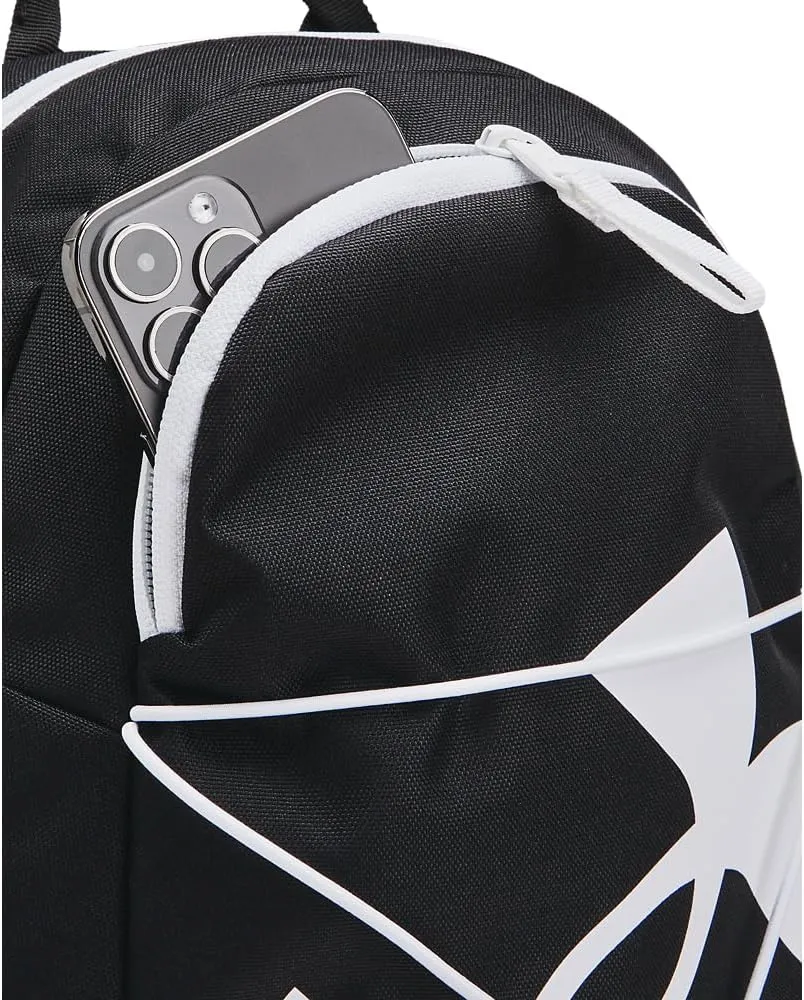 Under Armour Unisex Hustle Play Backpack, (002) Black / / White, One Size Fits Most