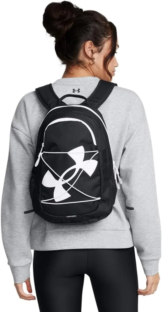 Under Armour Unisex Hustle Play Backpack, (002) Black / / White, One Size Fits Most