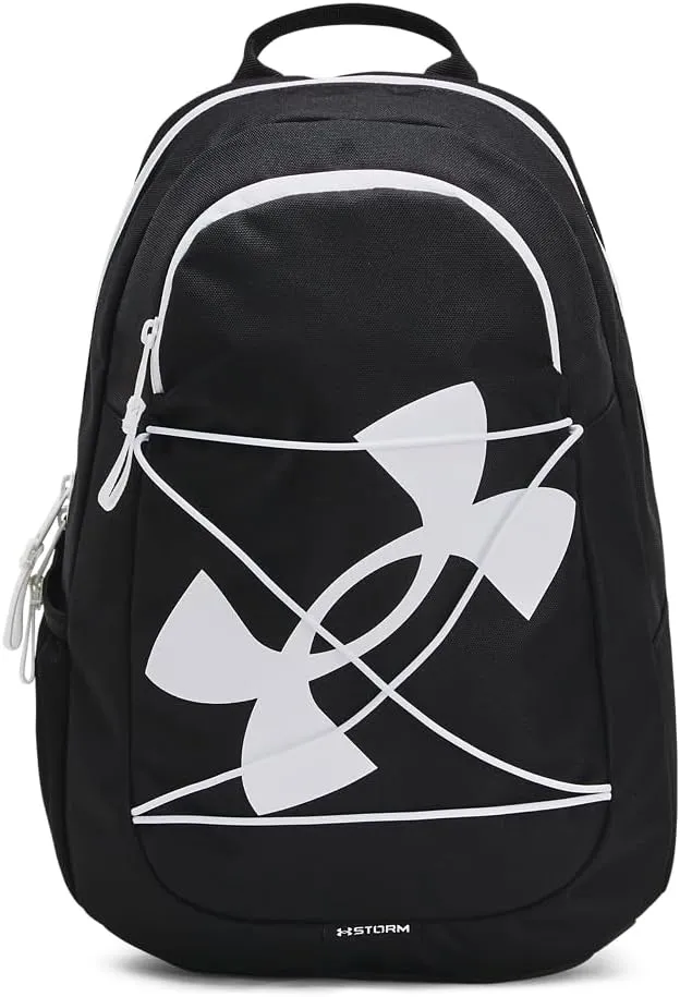 Under Armour Unisex Hustle Play Backpack, (002) Black / / White, One Size Fits Most