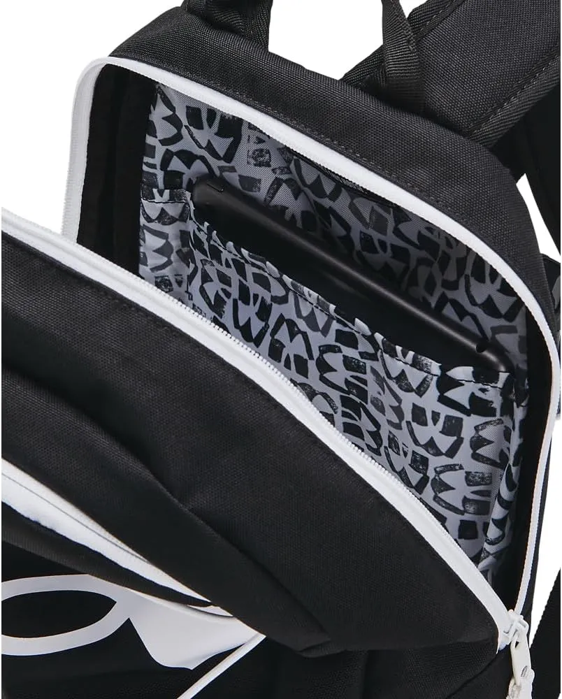 Under Armour Unisex Hustle Play Backpack, (002) Black / / White, One Size Fits Most
