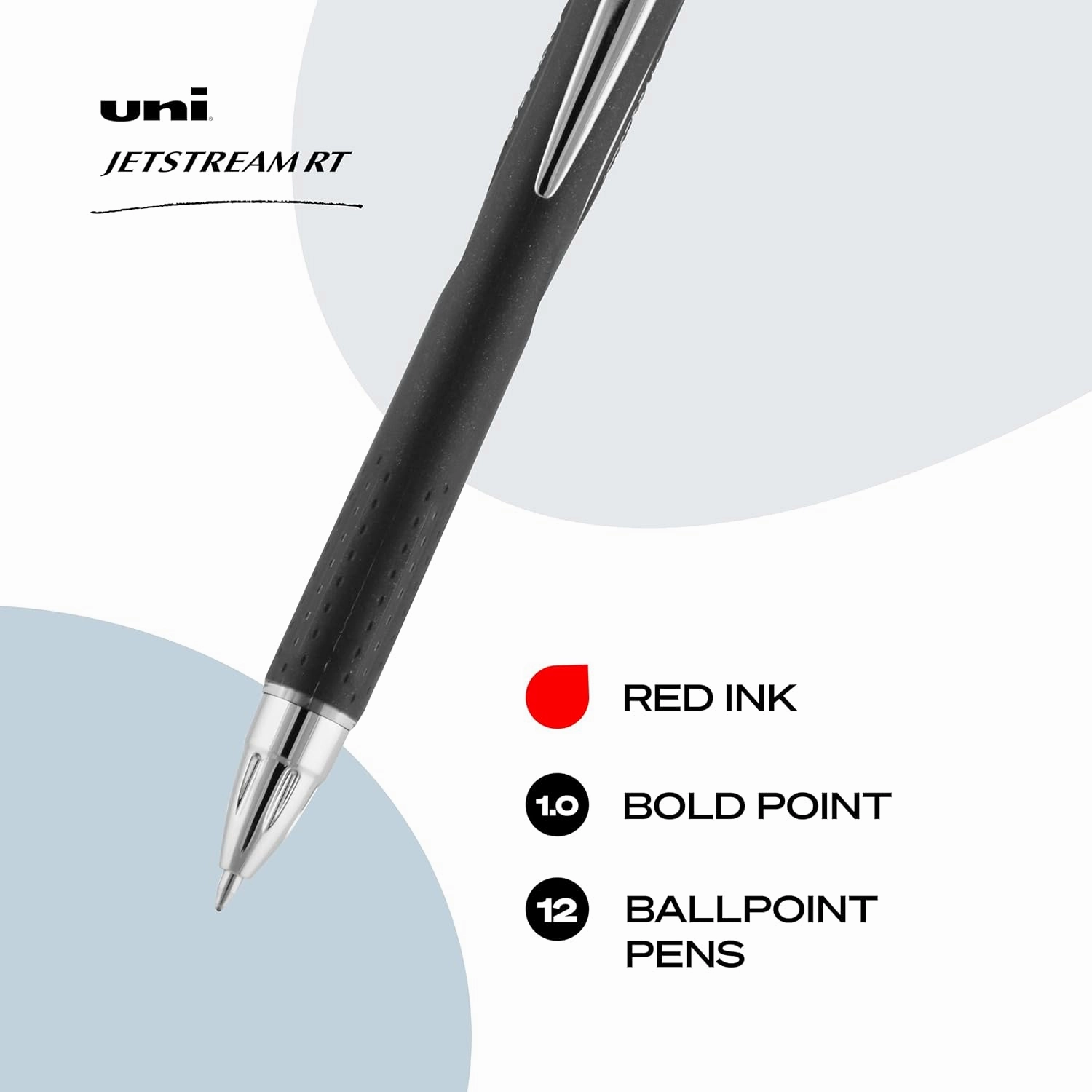uniball Jetstream Retractable Ballpoint Pen, Bold 1 Mm, Red Ink, Black Barrel