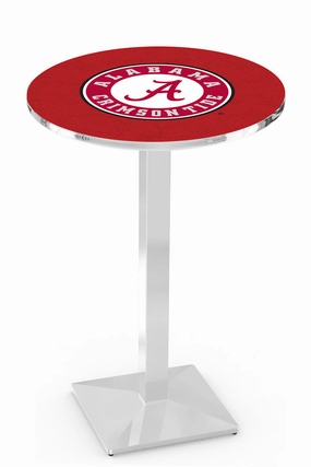 University of Alabama (Script A) 36" Top Pub Table with Chrome Finish