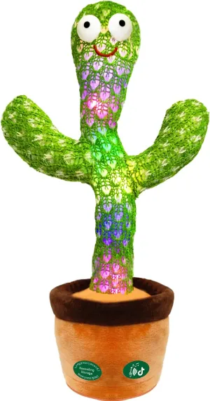 [Update Volume Adjustable] Talking Cactus Toy Mimics Back, Gift Package Repeat Talking Cactus Plush Toys - Talking Sing Repeat Dancing Recording Rainbow Led Cactus Toy(15 Second Recording)