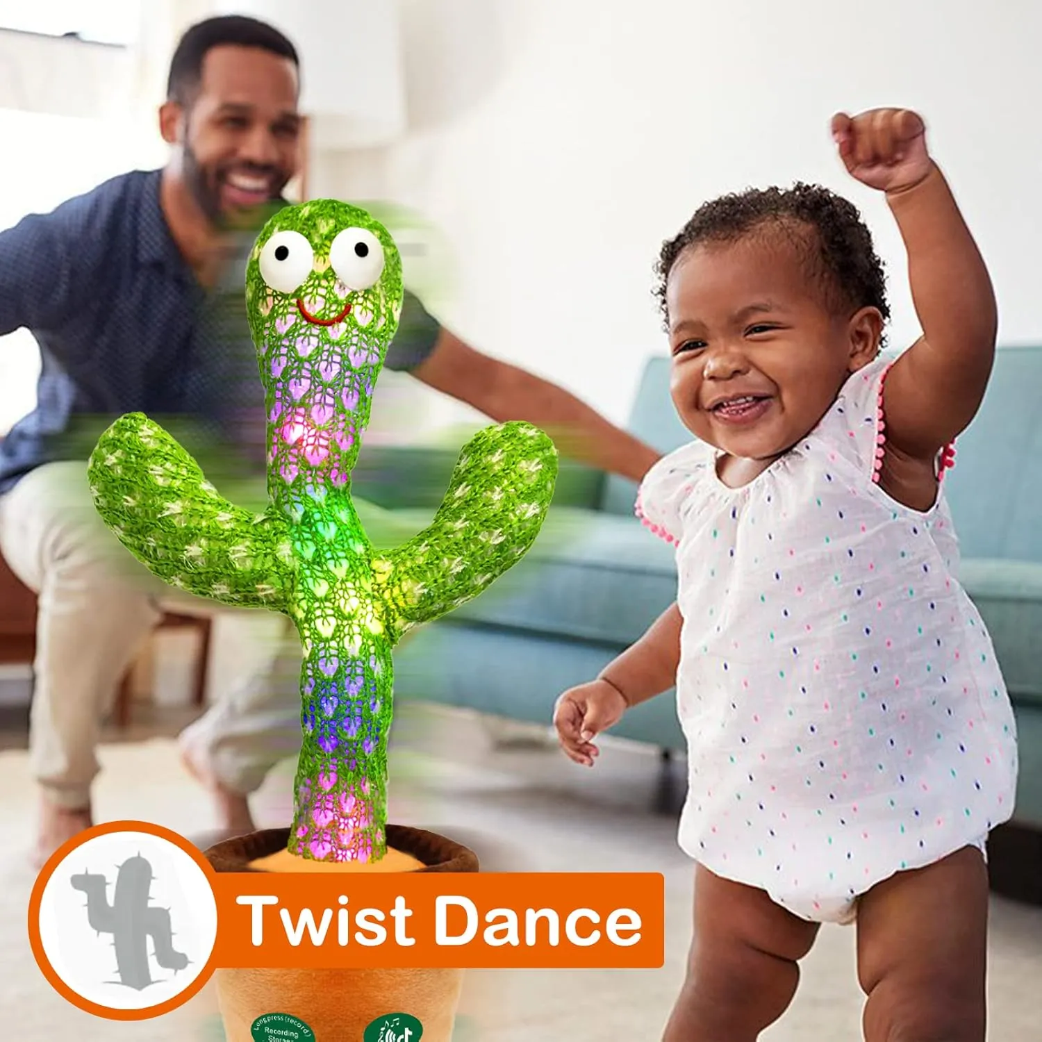 [Update Volume Adjustable] Talking Cactus Toy Mimics Back, Gift Package Repeat Talking Cactus Plush Toys - Talking Sing Repeat Dancing Recording Rainbow Led Cactus Toy(15 Second Recording)
