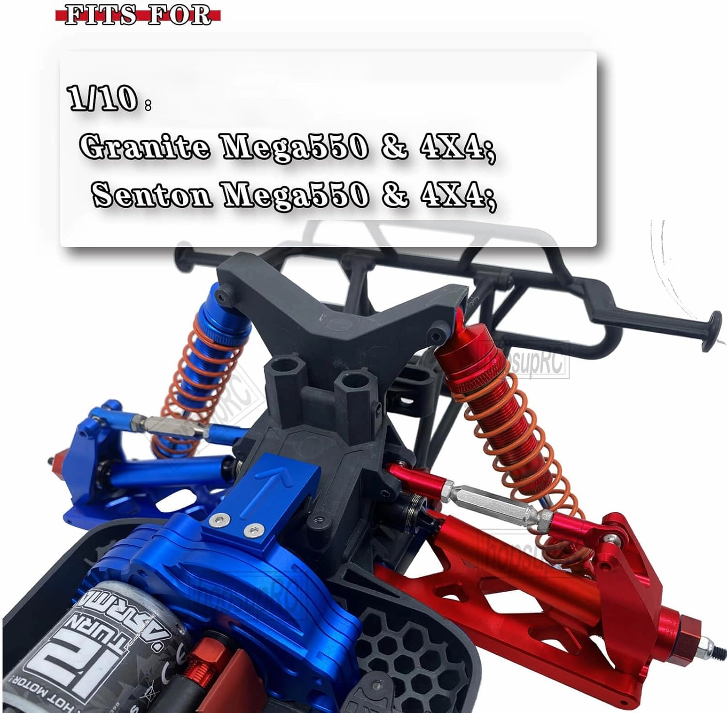 Upgrades Part for 1/10 Senton/Granite 4X4, Alloy Front Rear Shocks&A Arms&Front Steering Block Knuckles & C-Hubs Caster Blocks & Rear Hubs&Adjustable Turnbuckles Camber Links,Red