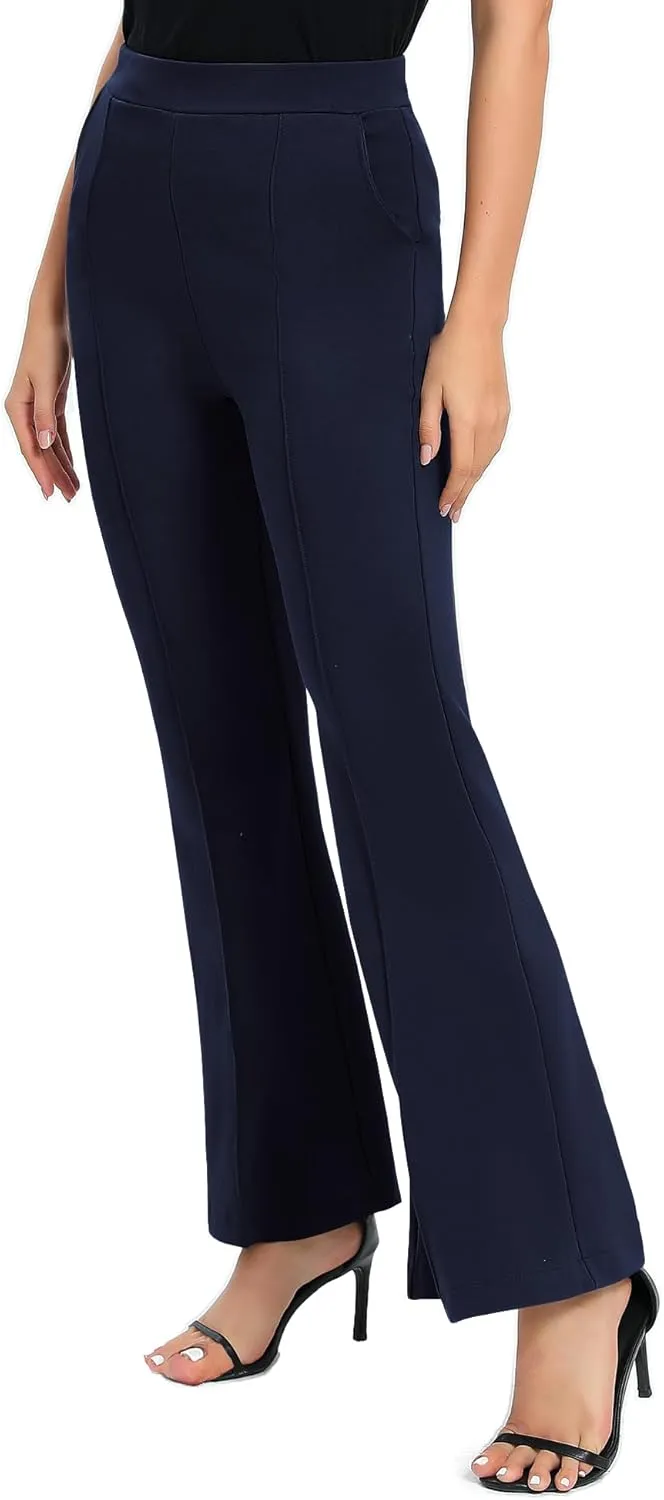 Urban CoCo Women's Flare Dress Pants with Pockets High Waist Slacks Pull On Work Casual Petite/Regular/Tall Pants