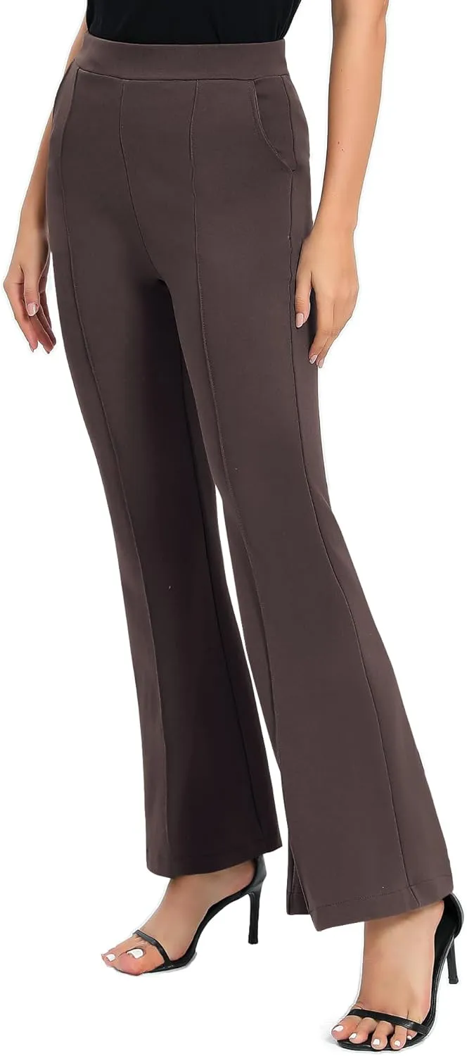 Urban CoCo Women's Flare Dress Pants with Pockets High Waist Slacks Pull On Work Casual Petite/Regular/Tall Pants