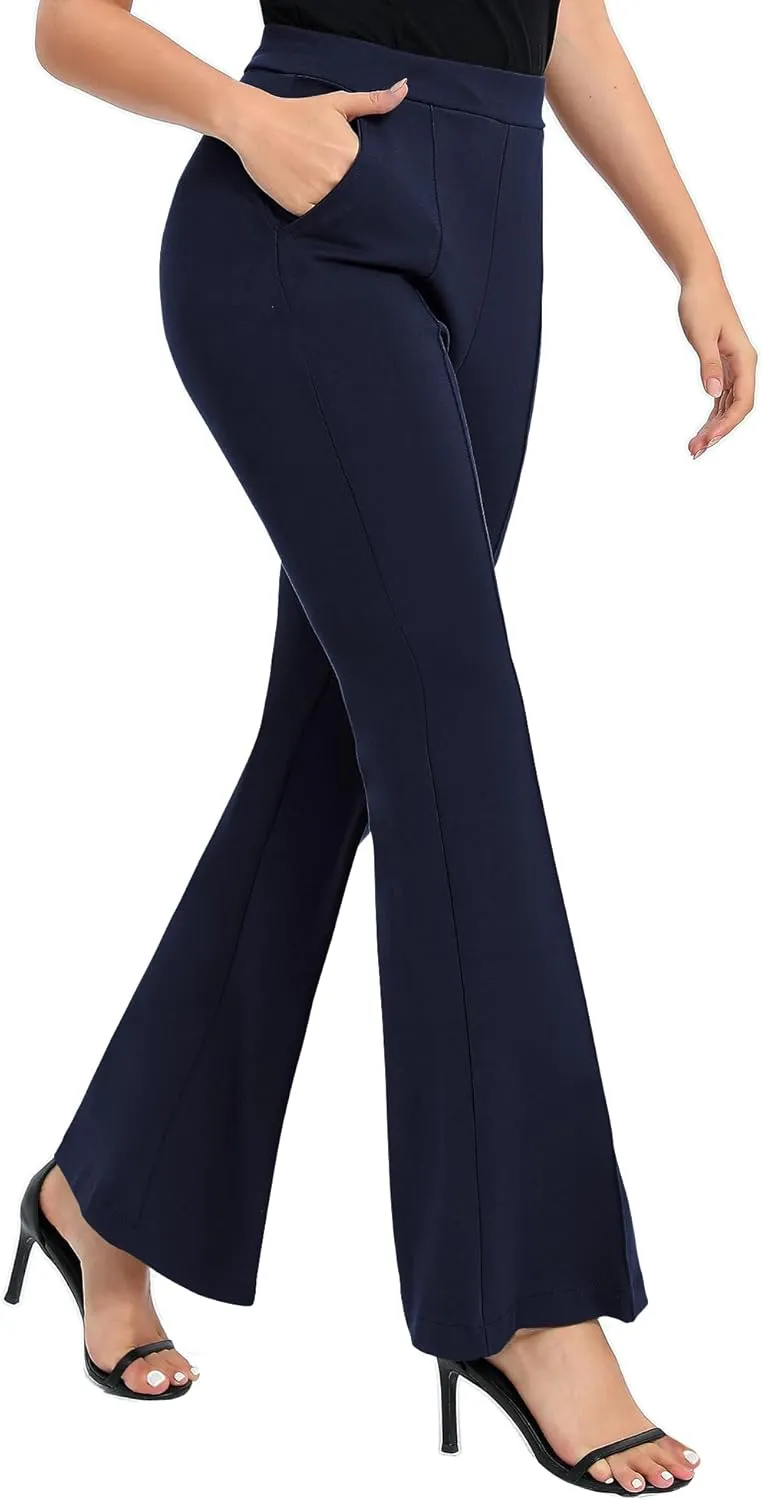 Urban CoCo Women's Flare Dress Pants with Pockets High Waist Slacks Pull On Work Casual Petite/Regular/Tall Pants