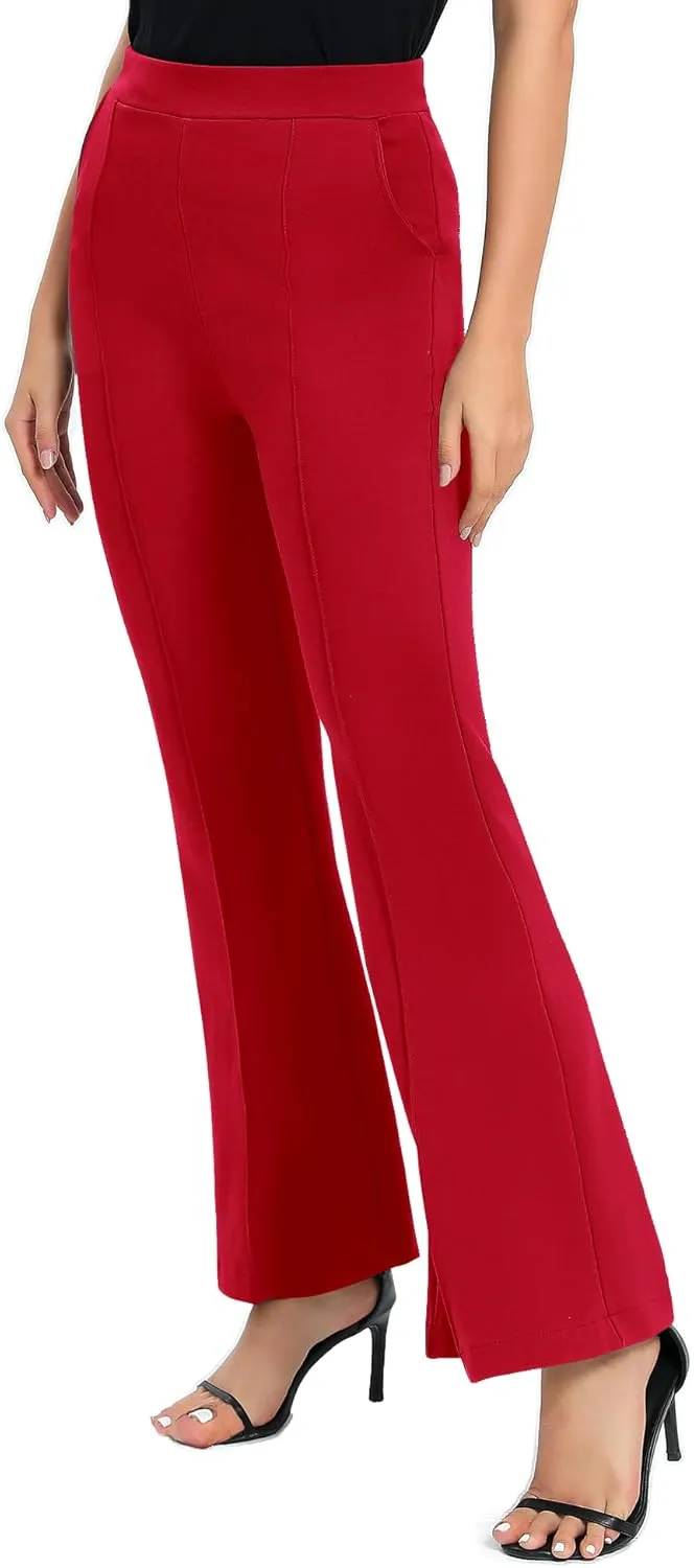 Urban CoCo Women's Flare Dress Pants with Pockets High Waist Slacks Pull On Work Casual Petite/Regular/Tall Pants
