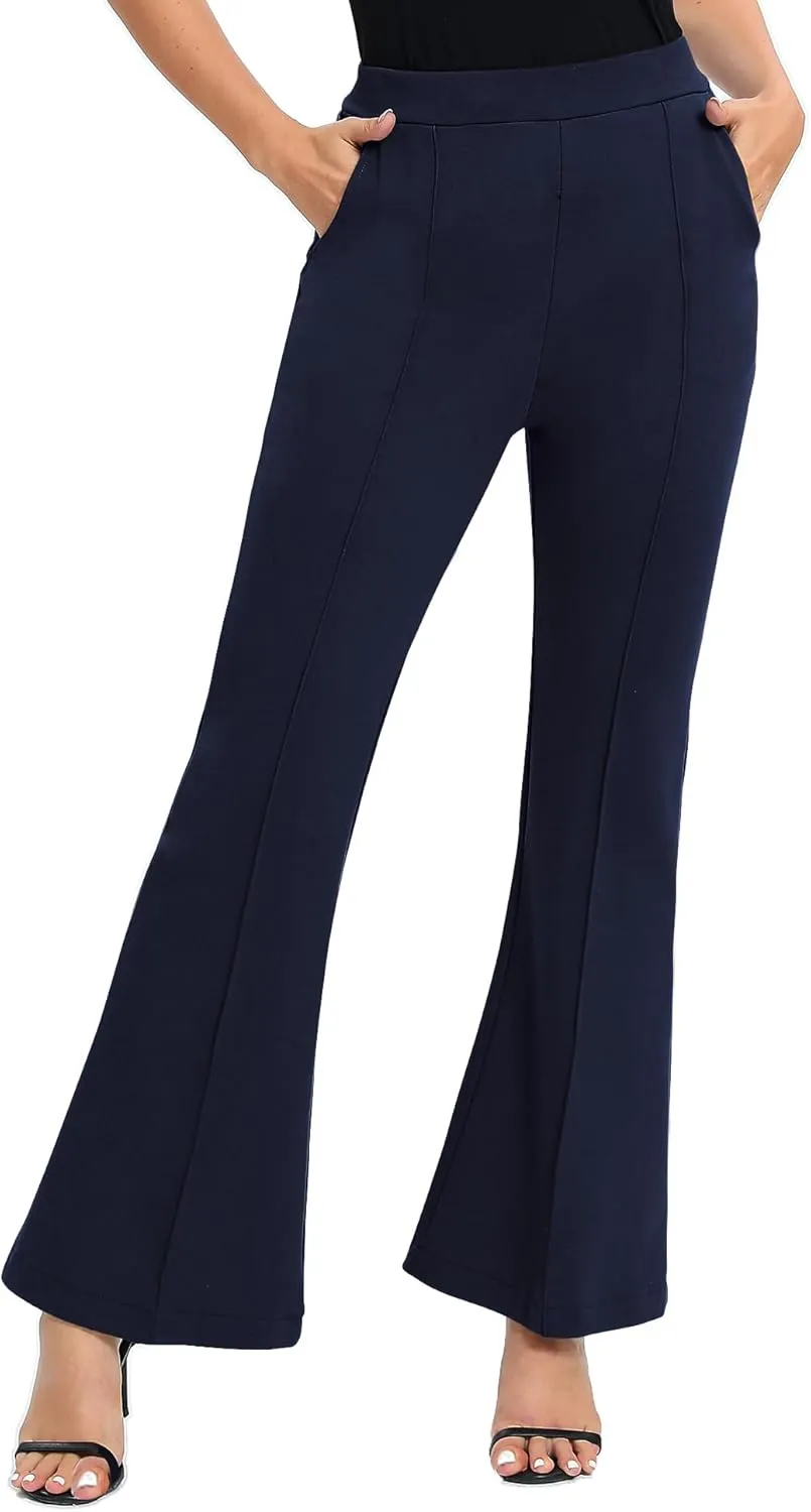 Urban CoCo Women's Flare Dress Pants with Pockets High Waist Slacks Pull On Work Casual Petite/Regular/Tall Pants