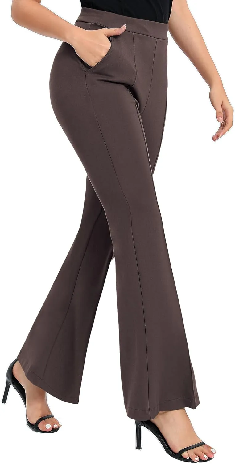 Urban CoCo Women's Flare Dress Pants with Pockets High Waist Slacks Pull On Work Casual Petite/Regular/Tall Pants