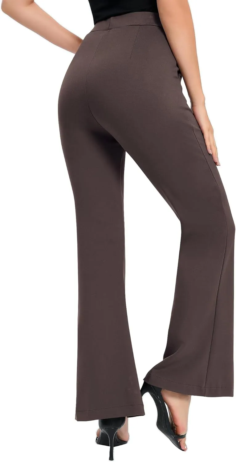 Urban CoCo Women's Flare Dress Pants with Pockets High Waist Slacks Pull On Work Casual Petite/Regular/Tall Pants