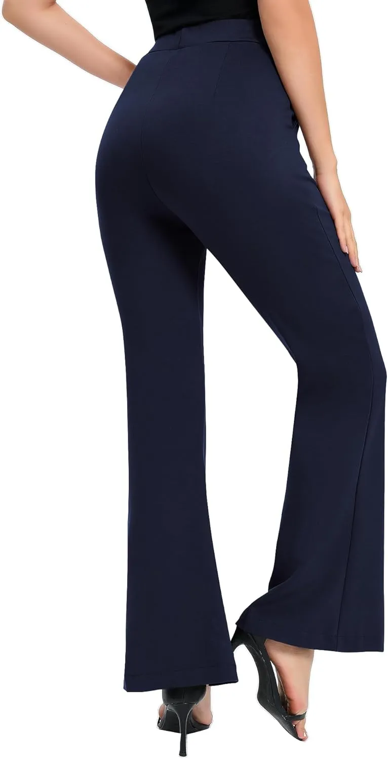 Urban CoCo Women's Flare Dress Pants with Pockets High Waist Slacks Pull On Work Casual Petite/Regular/Tall Pants