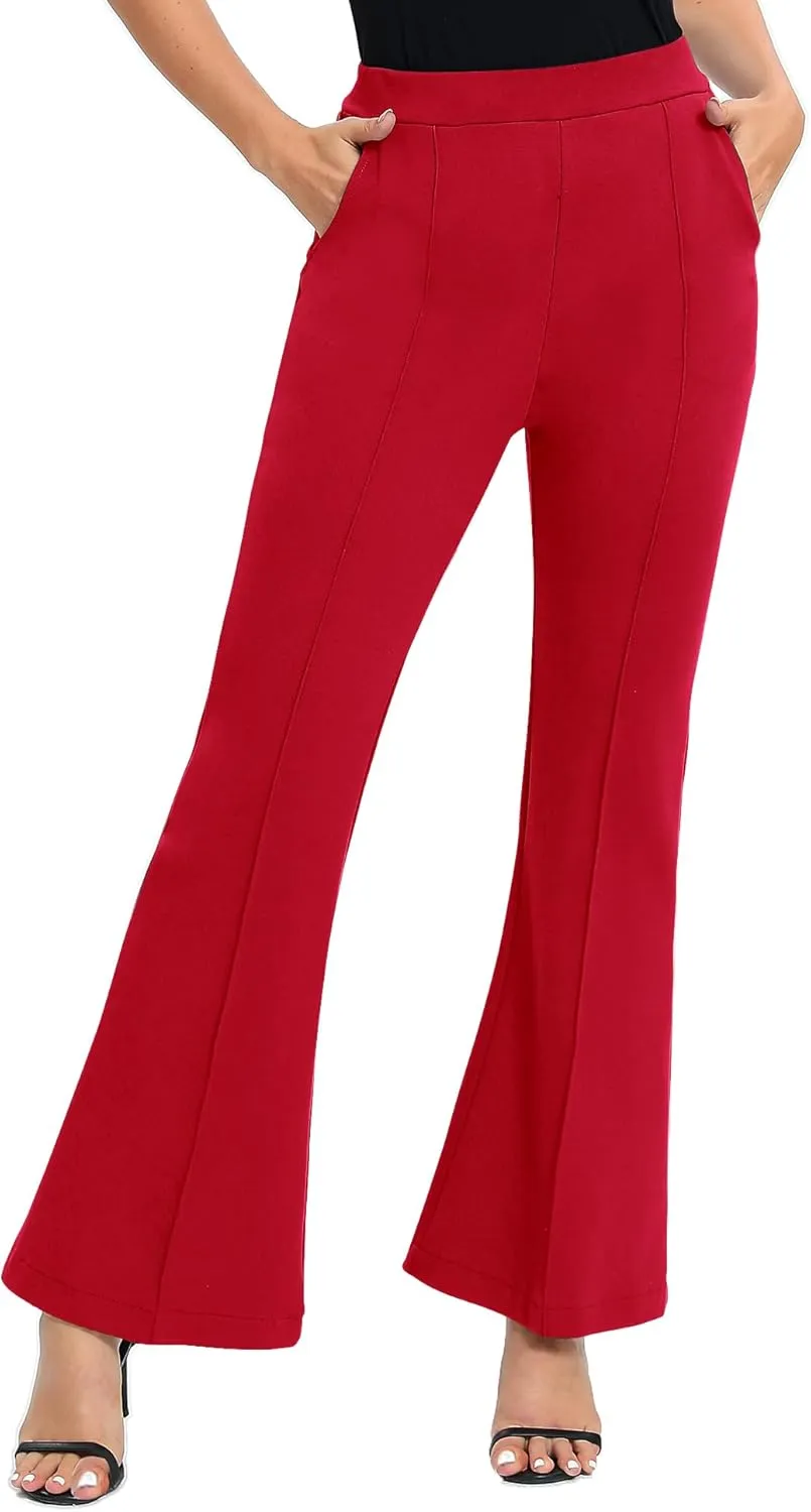 Urban CoCo Women's Flare Dress Pants with Pockets High Waist Slacks Pull On Work Casual Petite/Regular/Tall Pants