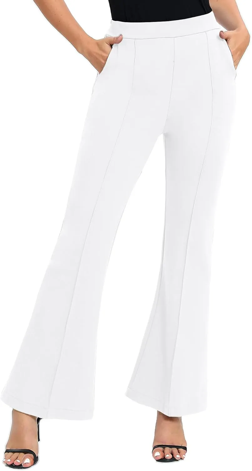 Urban CoCo Women's Flare Dress Pants with Pockets High Waist Slacks Pull On Work Casual Petite/Regular/Tall Pants