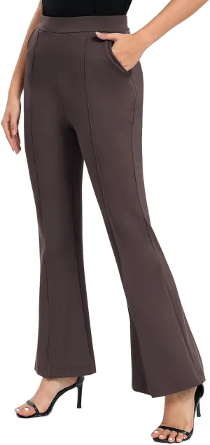 Urban CoCo Women's Flare Dress Pants with Pockets High Waist Slacks Pull On Work Casual Petite/Regular/Tall Pants