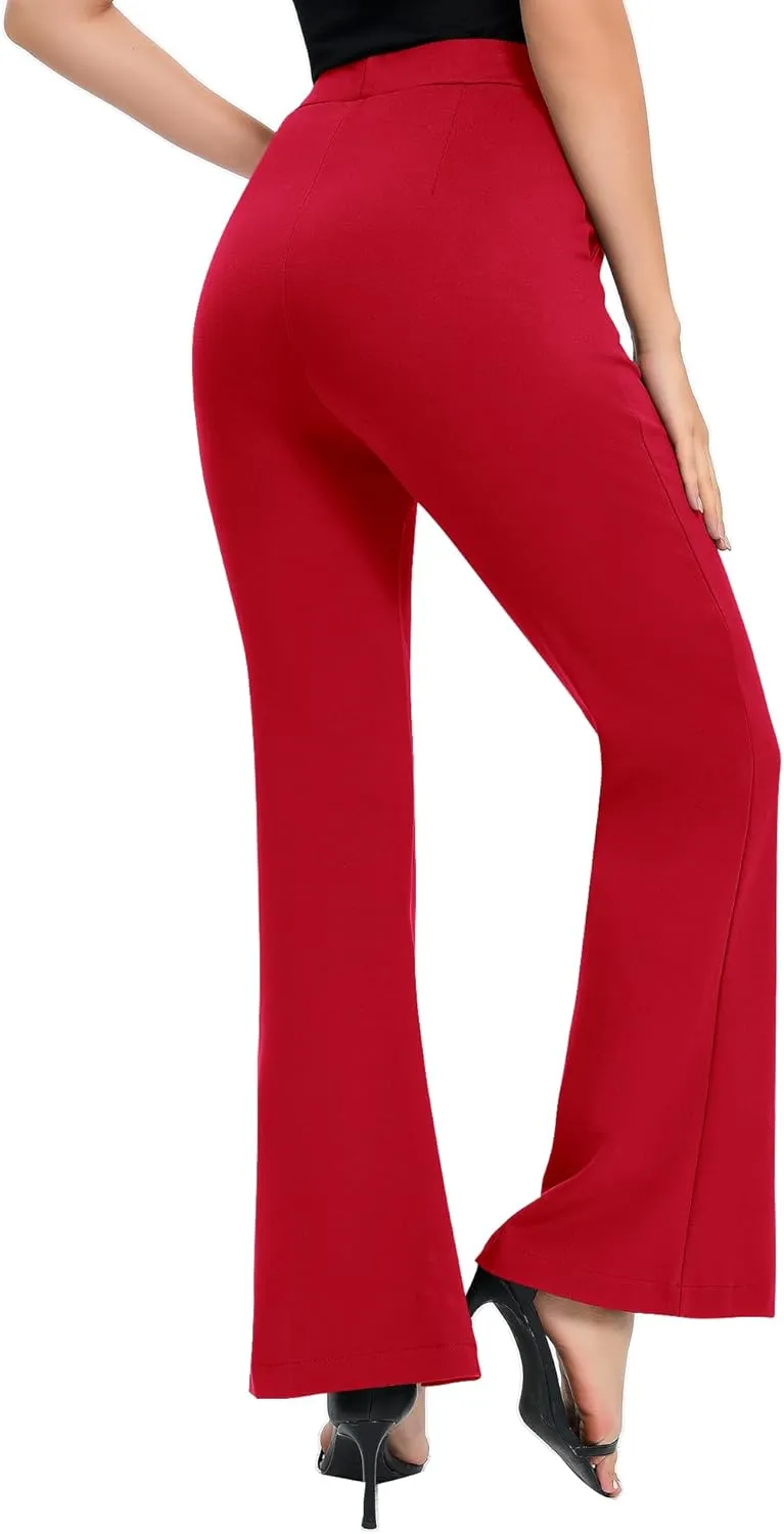 Urban CoCo Women's Flare Dress Pants with Pockets High Waist Slacks Pull On Work Casual Petite/Regular/Tall Pants