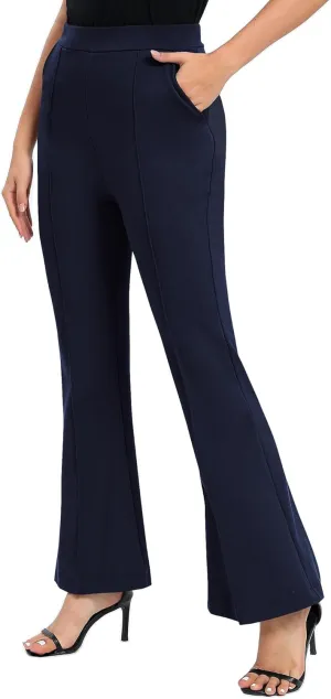 Urban CoCo Women's Flare Dress Pants with Pockets High Waist Slacks Pull On Work Casual Petite/Regular/Tall Pants